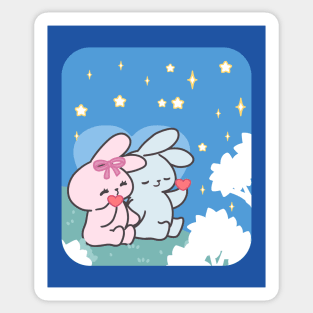 Cute Bunny Loppi Tokki Enjoys the Tranquility of the Night Sky Sticker